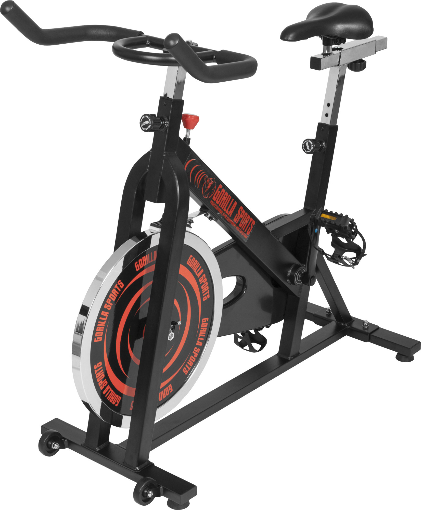 GORILLA SPORTS Heimtrainer Fahrrad - Ergometer, 13kg Schwungrad, Stufenloser Widerstand, Sitz/Griff verstellbar - Fitnessfahrrad, Fitnessbike, Hometrainer, Indoor Cycling Bike, Speedbike
