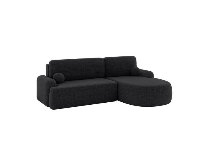 ECKSOFA mit Schlaffunktion und Bettkasten LIRA-L - 264x172x89 Schwarz