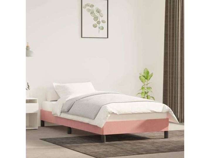 Cadre lit rose 100x200 cm velours moelleux design féminin chambre compacte luxueux