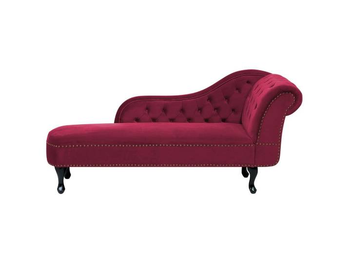 CHAISELONGUE Samtstoff burgunderrot rechtsseitig Nimes