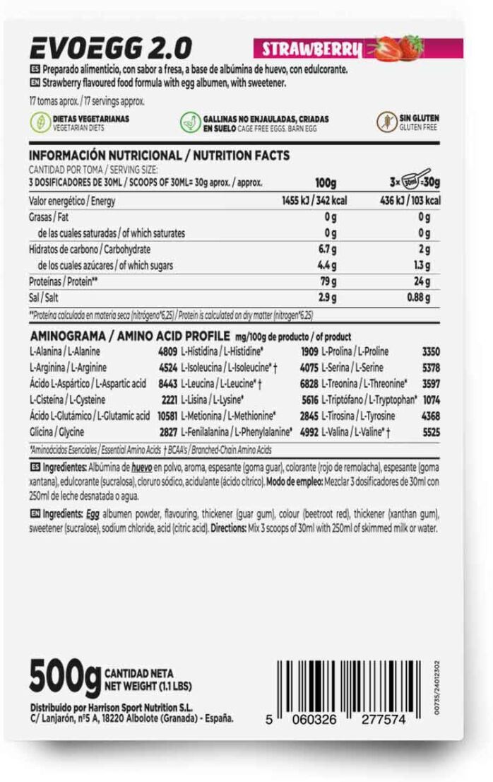 HSN Evoegg 2.0 (albúmina de huevo) 500g fresa - Proteínas de Albúmina de Huevo - Polvo - 17  Servicios