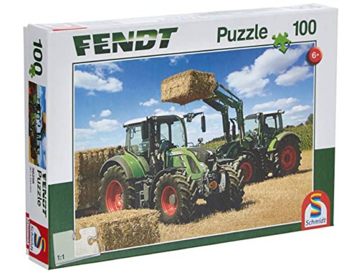 Schmidt CGS_56256 Puzzle: 100 Tractor Cargo Front Loader Fendt, Multicolor