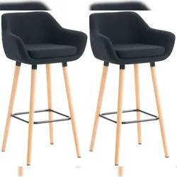 DELUKE® Barhocker 2er Set mit Lehne Schwarz VILO - Stoffbezug, 99x55x46cm | Barhocker mit Lehne Tresenhocker Barstuhl Küchenhocker Thekenhocker