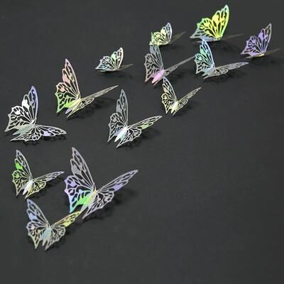 Inspire Essentials Butterfly Mirror Wall Stickers 3D Decorative Wall Decor Set 10