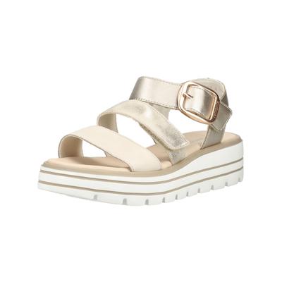 Keilsandalette REMONTE "Remonte Sandalen Leder", Damen, Gr. 38, beige, gold, Leder, Schuhe