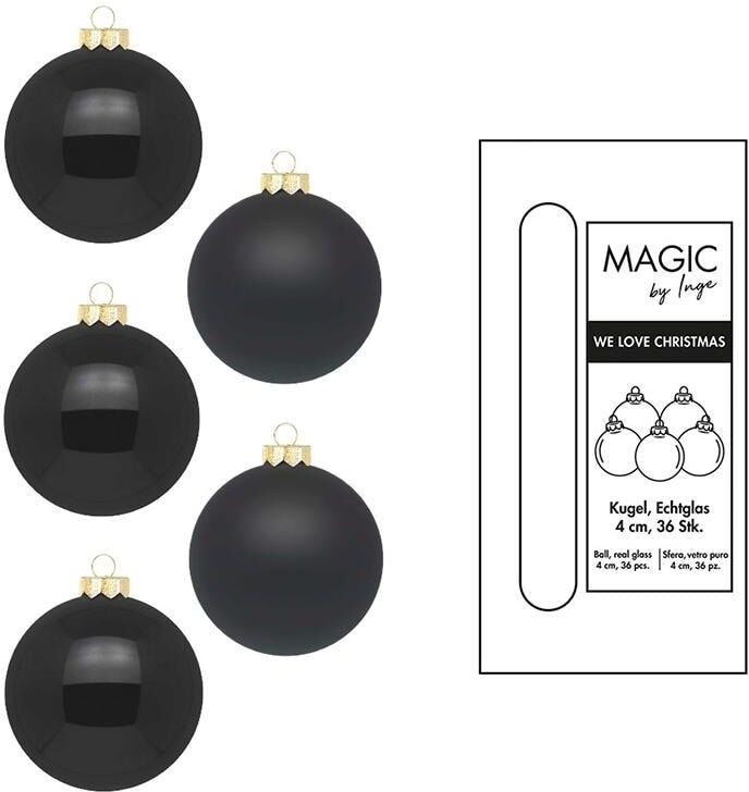 Weihnachtsbaumkugel "DECOR", schwarz, Ø:4cm, Glas, Weihnachtsbaumkugeln, Weihnachtsbaumkugel schwarz 4cm