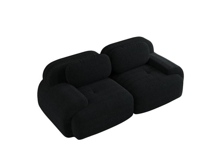 Meubles Cosy Sofa Modulares 2-Sitzer, mit Armlehnen, Cord, Schwarz, 103x70x208 cm, Wohnzimmer, Sofas & Couches, Sofas