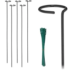 Relaxdays  Pflanzstäbe aus Metall 6er Set Dunkelgrün,Schwarz
