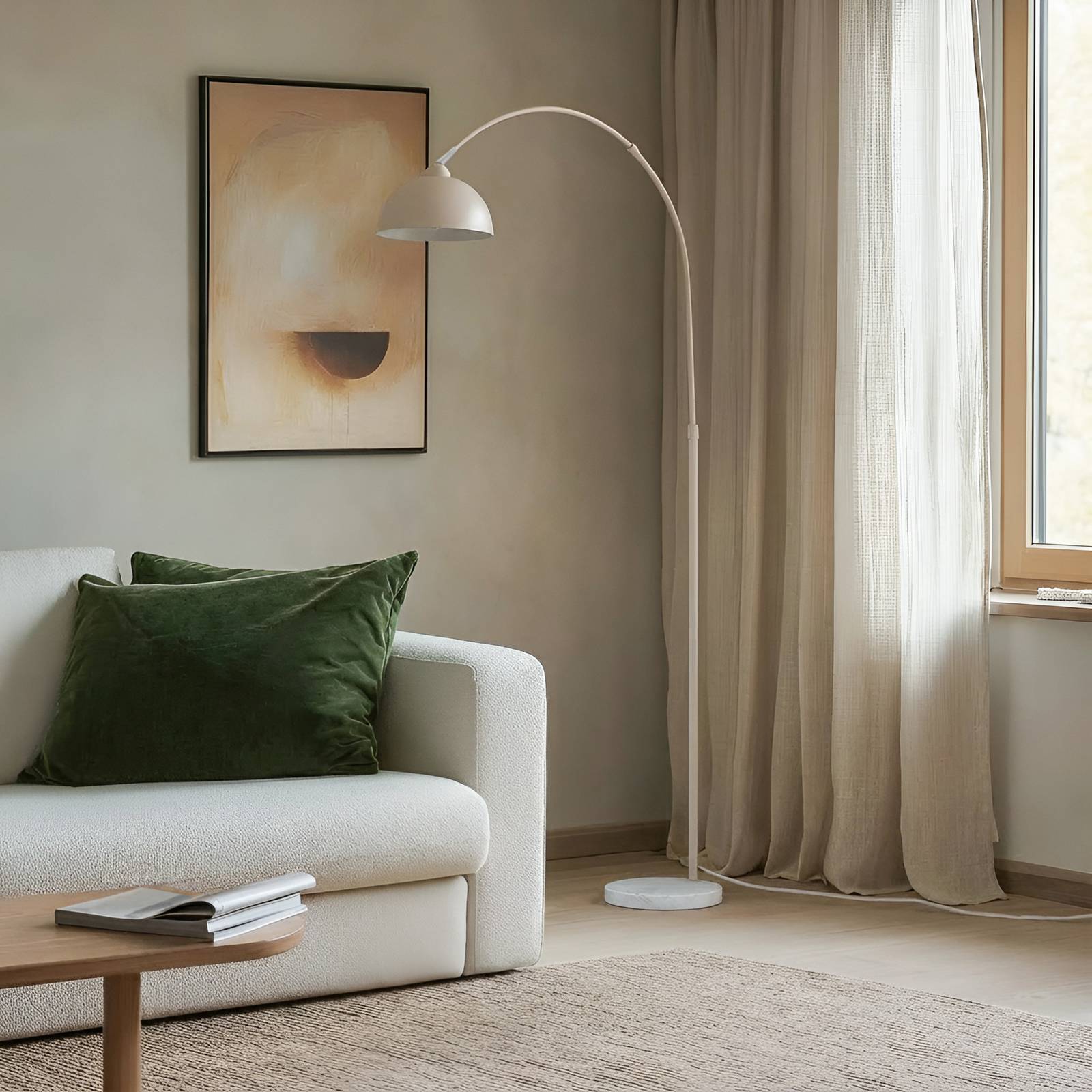 Stehlampe Tonka Lindby, creme / amber, für Wohn- / Esszimmer, Metall, Modern, Stehlampe