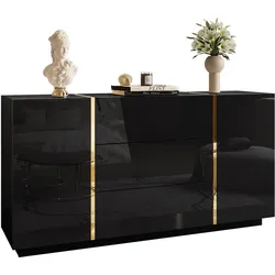 SIDEBOARD MIT SCHUBLADEN ONYX HOCHGLANZ 158 CM PUSH OPEN