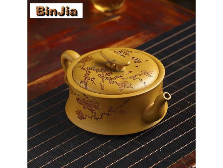 Théières chinoises Yixing en argile violette de 300Ml, infuseur à thé, artistes célèbres, minerai brut fait à la main, Section dorée, bouilloire Zisha, service à thé