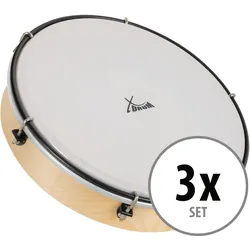 XDrum HTM-12K 12" Handtrommel mit Kunststoff-Fell 3x Set