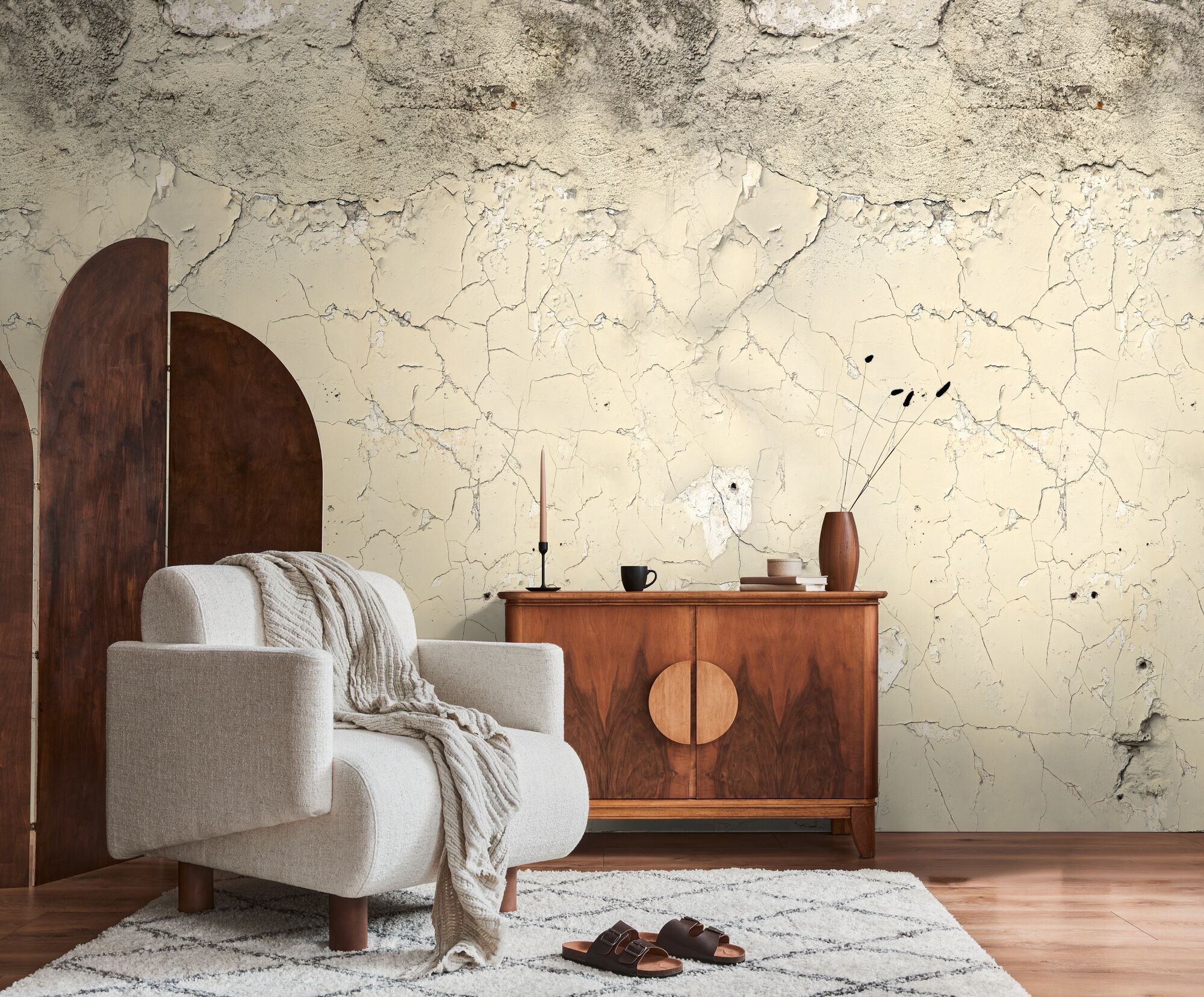 Fototapete LIVING WALLS "The Wall 4 Structures – Plastische Betonwand Vlies-Fototapete", beige (bunt), B:1,59m H:0m L:2,8m, Vinyl, Vlies, Tapeten, Plastische Betonwand mit markanter 3D-Wirkung