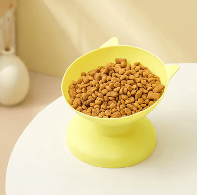 Inspire Picks Elevated Neck Protection Pet Bowl Anti Tip Feeding Bowl For Cats & Small Dogs yellow