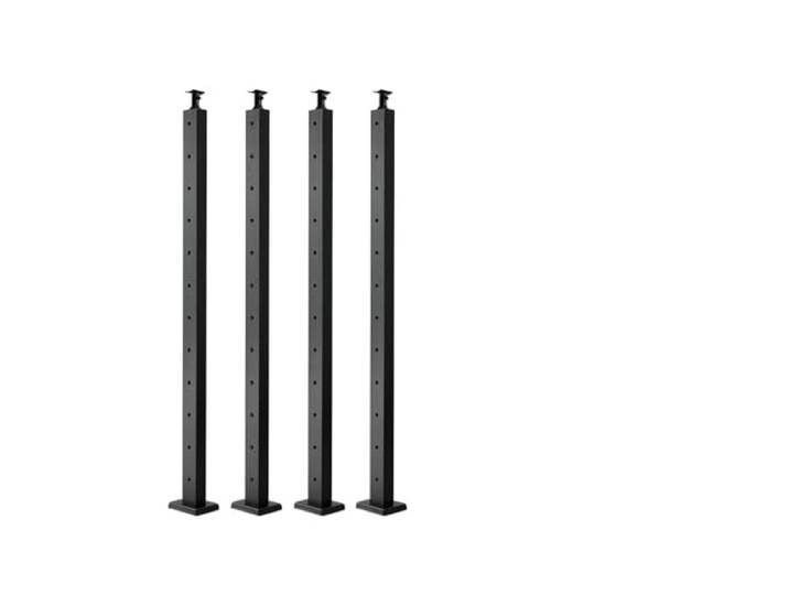 VEVOR Poteau Garde Corps\, Lot de 4\, Poteau Rampe d'Escalier à Câble 1067x50\,8x50\,8 mm Trou Horizontal Pré-percé Support Horizontal Incurvé\, pour Main Courante\, Balustrade\, Noir\, 4JZLGZXHS106URZU0001V0