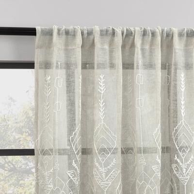 Indigo Road by Egypt Sherrod Palo Global Embroidery Semi-Sheer Rod Pocket 1-Piece Curtain Panel, Single Panel