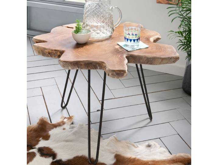 Beistelltisch Yapuik 60 x 45 x 60cm Schwarz/Holz
