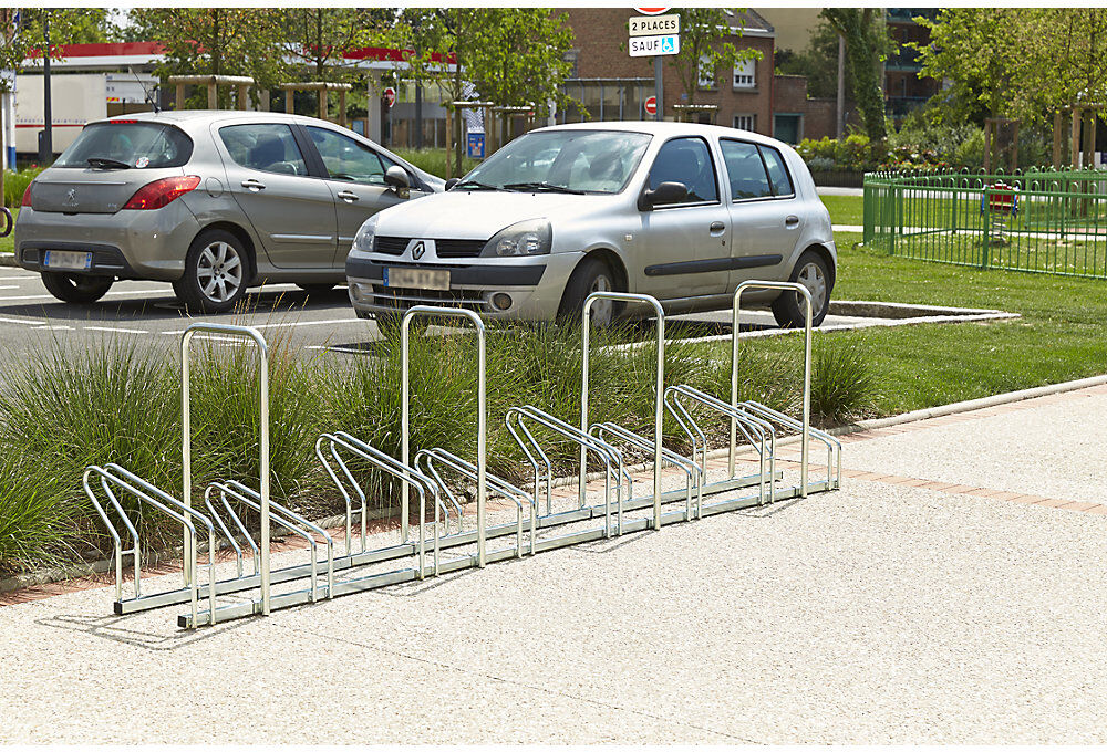 Fahrradständer auf 2 Ebenen nebeneinander, 8 Stellplätze, Metalloptik Mottez