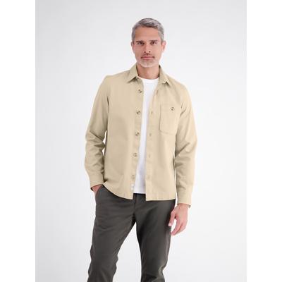 Langarmhemd LERROS "Unifarbenes Herrenhemd aus strukturierter Baumwolle", Herren, Gr. XL, Normalgrößen, beige (gravel beige), 100% Baumwolle, Hemden