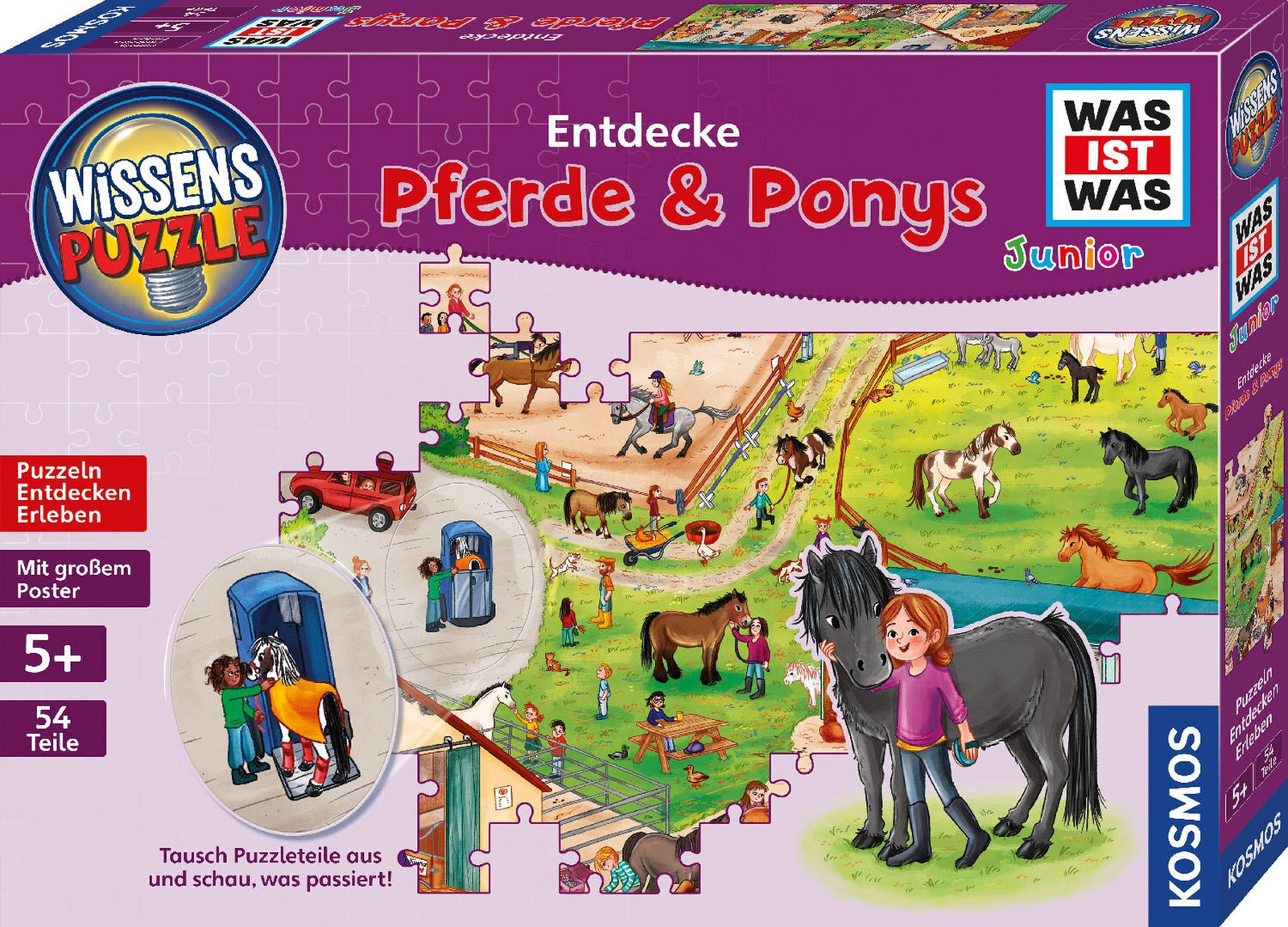 Wissenspuzzel WAS IST WAS Junior: Ontdek de ponyboerderij (54 stukjes)