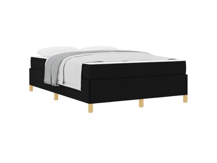 PUGYNBK Bett 140 x 190 cm mit Matratze, Schwarz, Stoff und Holz Integrierte Lagerung, Taschenfedern, mittlere Festigkeit, einfache Montage