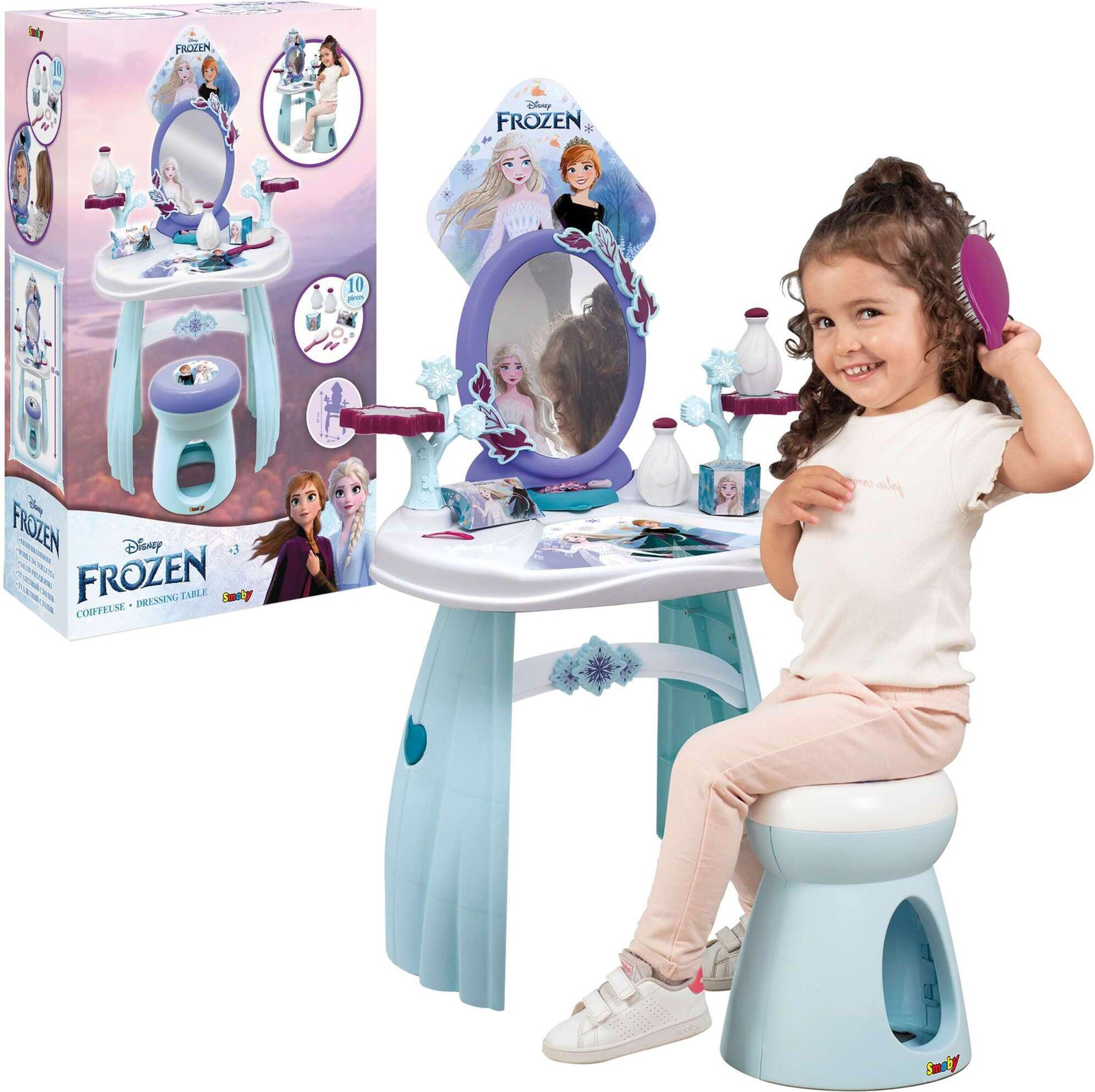 Smoby Disney Frozen De Ijskoningin Kapsalon - Kaptafel en Make-uptafel met Accessoires voor Kinderen vanaf 3 Jaar