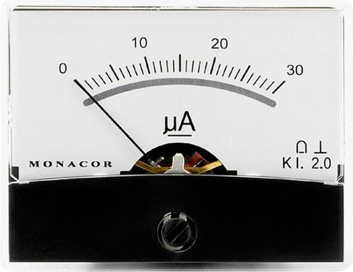 Monacor 0290600 PM-2/30UA PM-2/30UA Drehspul-Einbauinstrument, 0,03mA