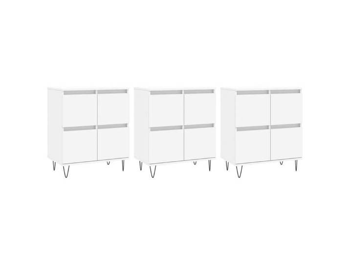 NOUVEAU Meuble Enfilade - Lot de 3 Buffets - Armoire Bas vitrine - blanc - Bois d'ingénierie - 180x35x70cm  16419