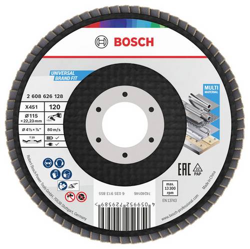 Bosch Accessories 2608626127 Fächerschleifscheibe Durchmesser 115mm Körnung (num)=120