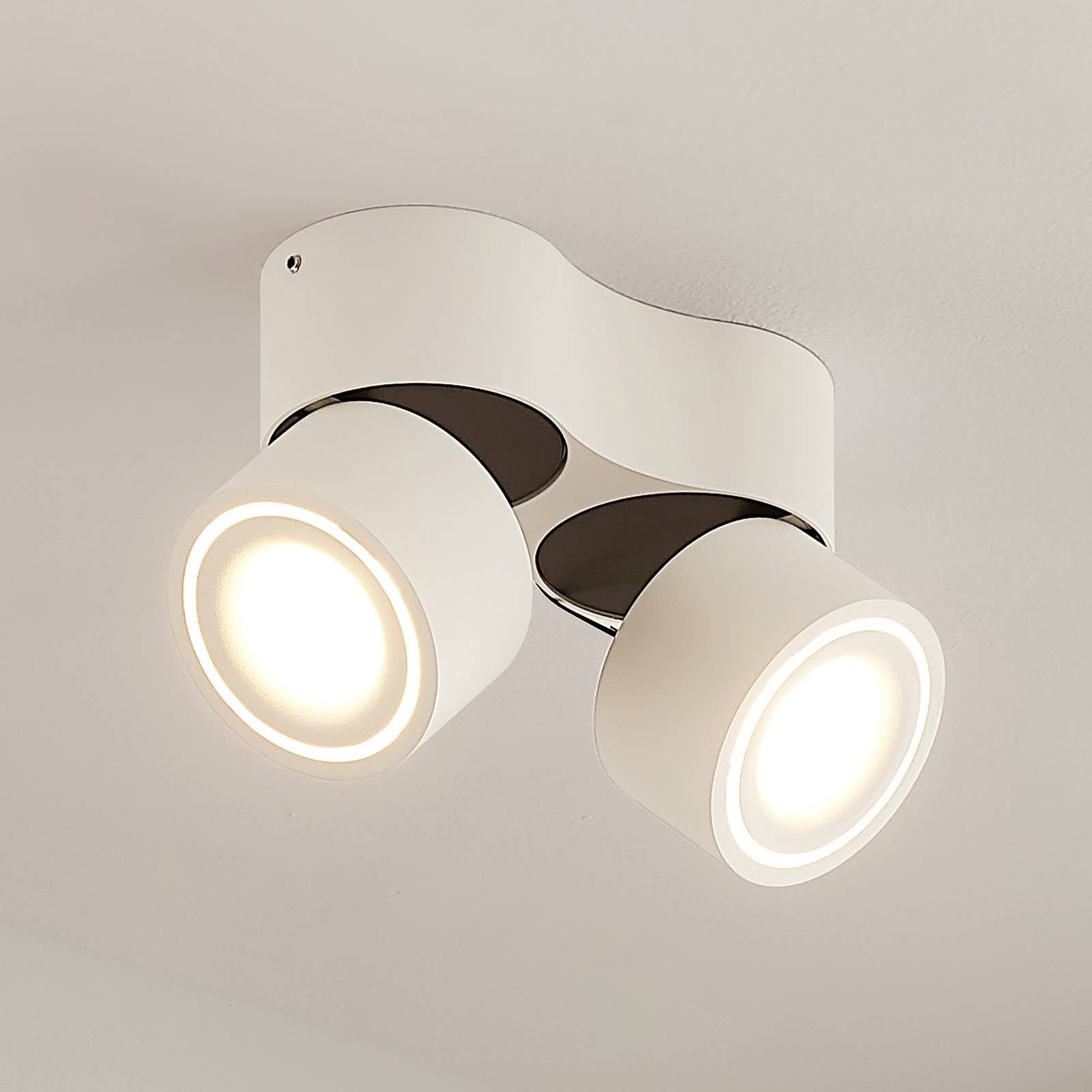 Arcchio Rotari LED plafondspot, wit, 2-lampen, 1362 lm, dimbaar, aluminium