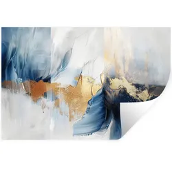 WANDTATTOO Gold - Blau - Aquarell - Kunst - Modern Wandsticker 120x80 cm