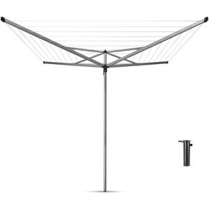 Brabantia Wäschespinne Essential, 310683, silber, 50m Leinenlänge, mit Bodenhülse