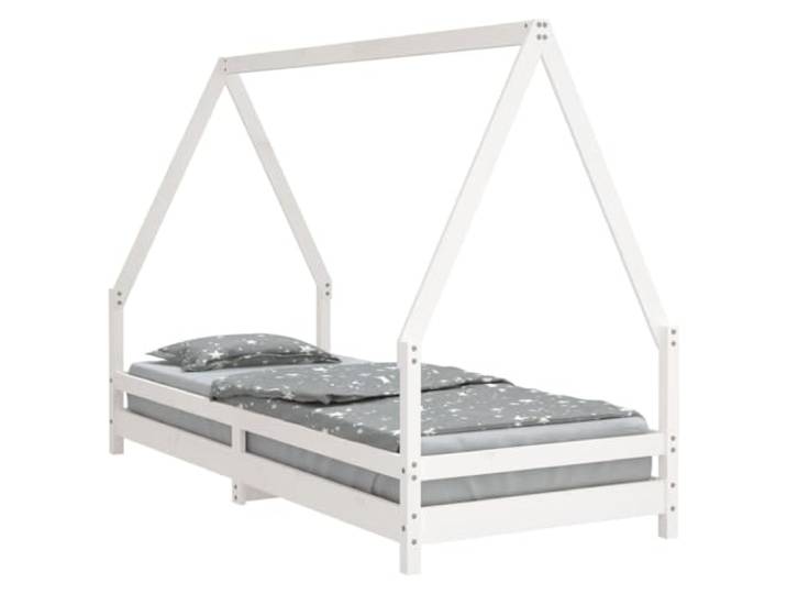 FDSAQOPT Weiß 80x200 cm Massivholz Kiefer Hausbett Massives Kiefernholz, Holzlatten für Stabilität, Hausbett-Design, niedriger Einstieg, Matratze nicht enthalten