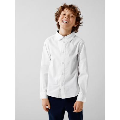 Langarmhemd NAME IT "NKMNEWSA für Jungen mit Knopfleiste und Baumwollkomfort", Jungen, Gr. 98, N-Gr, weiß (hellweiß), Web, Obermaterial: 100% Baumwolle, unifarben, regular fit normal, Ärmel mit Ärmelschlitz 1-Knopf-Manschette, Hemden Festliche...