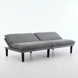 STILVORA Klappbares 2-Sitzer-Sofa Samt Grau mit 3-Stufen-Rückenlehne