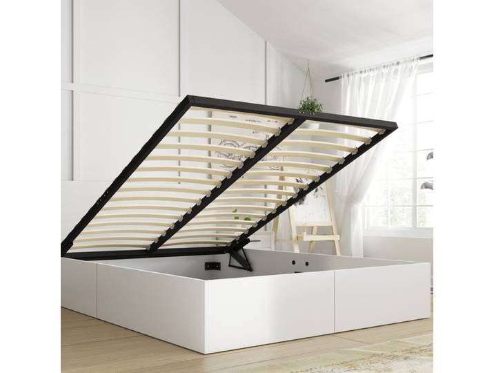 Schlafenbett Pax 160x200 cm Weiß - Doppelbett mit Kopfteil, Hebemechanismus & großem Bettkasten