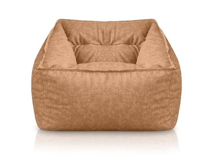 Aiire XXL Sitzsack Sofa Erwachsene - Relaxo Sitz Sack Sessel Design mit Füllung für Kuschelecke - Riesen Bean Bag Chair fur Gaming - Sitzsäcke aus Kunstleder Beige