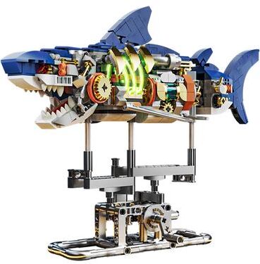 Multisell Products Hub Mechanical Shark Building Set, Shark Sea Life Building Blocks Set With Display Stand And Lights, Ideal Gift For Kids bagged