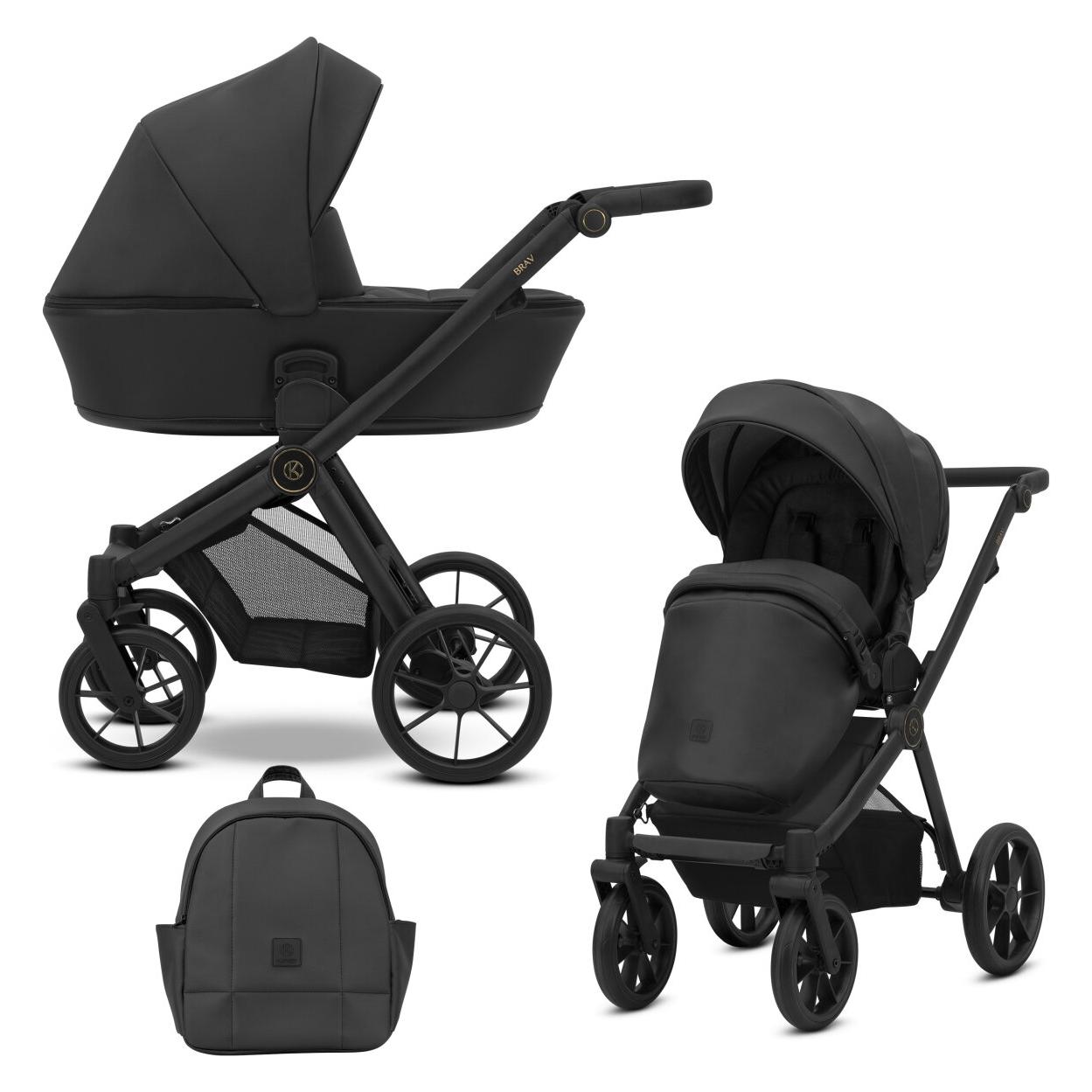 Kunert BRAV DUO 2in1 Öko-Leder Doppelkinderwagen in schwarz - Flexibel und Kompakt für Zwei Kinder (65399404)