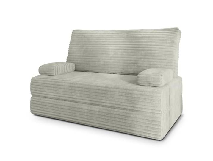 Masseno Schaumstoffsofa LADIA mit Schlaffunktion, Schlafsofa, Wohnzimmersofa, Couch, Sofa, Bettsofa, Kordstoff – Hellgrau TILIA 83