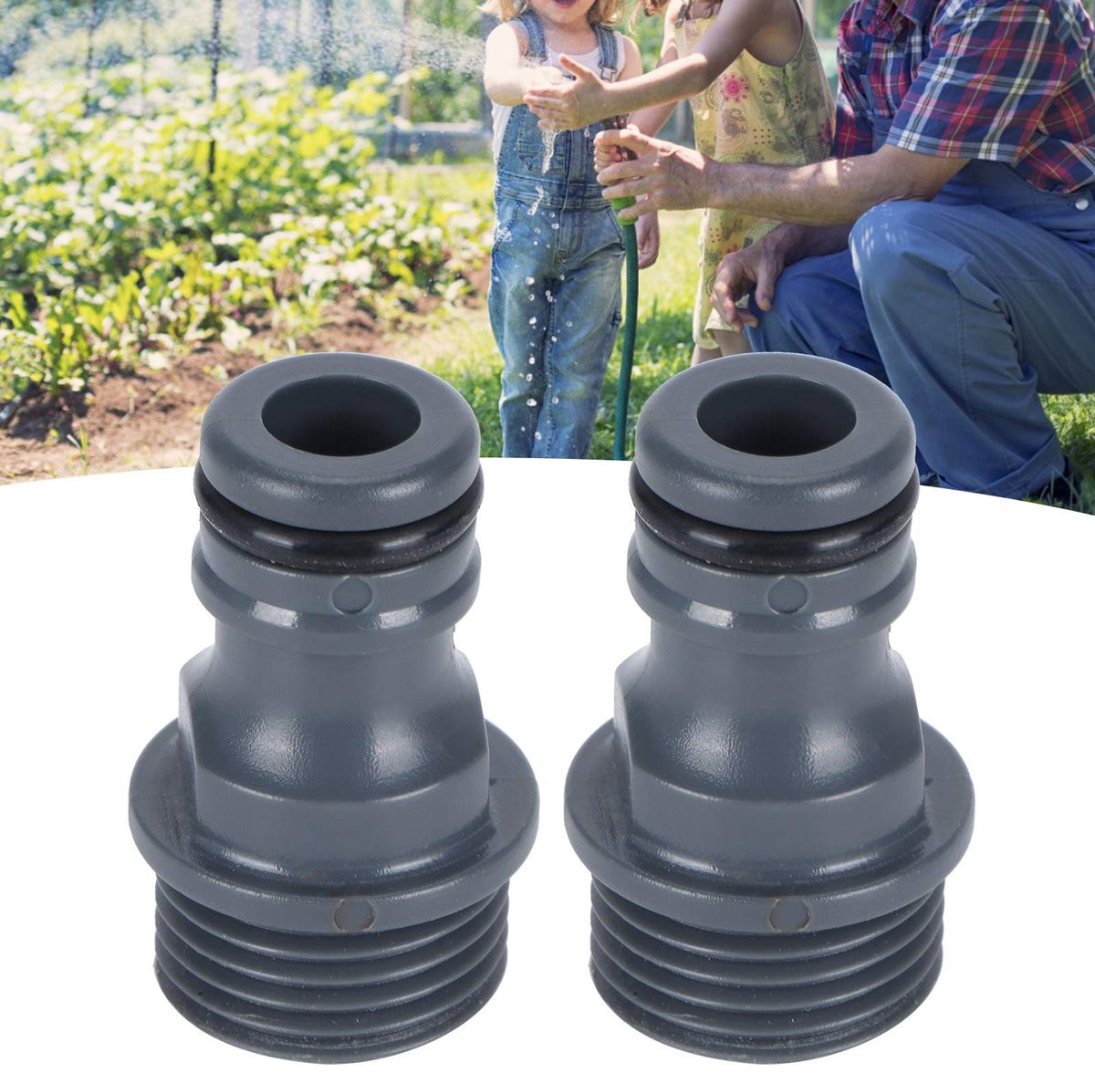 MTTproducts 2x G1/2 Mannen Draad Snelkoppeling Tuinslang Adapter - Zwart