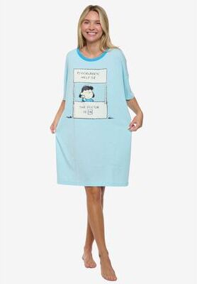 Plus Size Women's Women's Peanuts Lucy The Doctor Dorm Sleep Shirt One Size Blue by Peanuts in Blue (Size ONE SIZE)