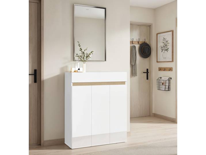 Commode à chaussures Rainbow avec tiroir 94cm Blanc