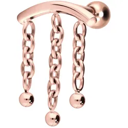 Titan Ohrpiercing mit Innengewinde BOGEN + 3 KETTEN