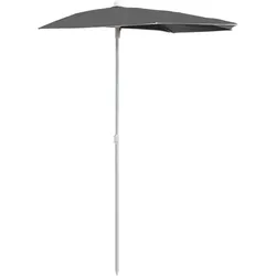 vidaXL Halb-Sonnenschirm mit Mast 180x90 cm Anthrazit