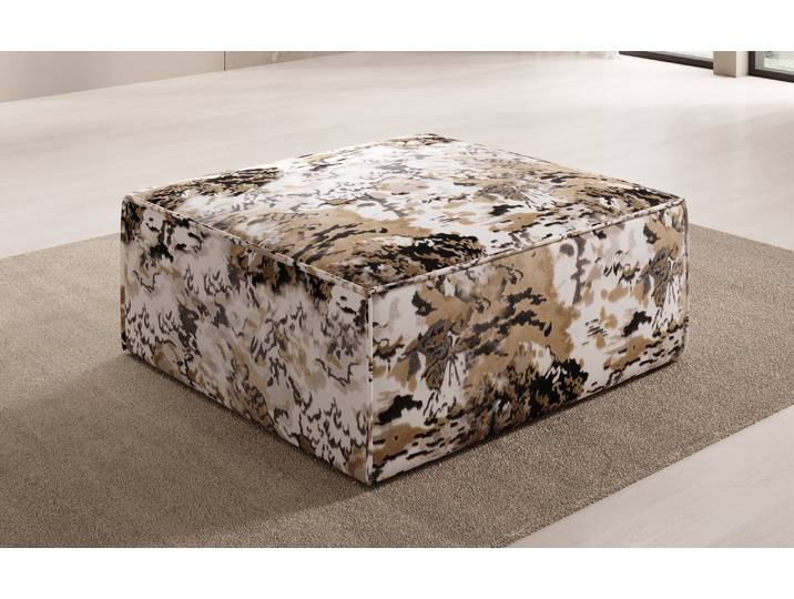 Beistellhocker Lesley - Jacquard mit Aquarell-Muster - Raw Sienna - Jacquard - Luxusbetten24