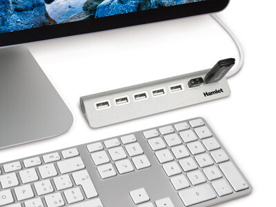 Hamlet XHUB7020AL USB Hub, Aluminium, 0,33 meter