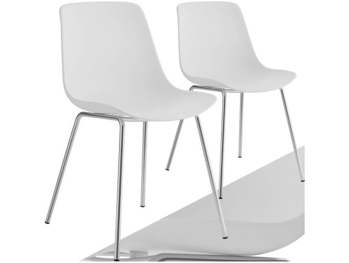 Kunststoffstühle Mave, ergonomisch, 120 kg - weiß/chrom, 2er Set