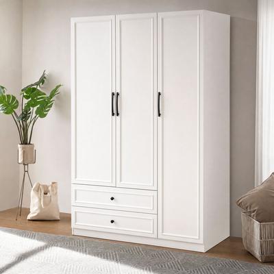 Kleiderschrank OTTO HOME "Arrian 120 cm Weiß 3-türiger Drehtürenschrank im Landhausstil", weiß, B:120cm H:200cm T:60cm, FSC-zertifizierter Holzwerkstoff, Schränke, Kleiderschrank, Zeitloses Landhausdesign trifft auf durchdachte Stauraumlösungen