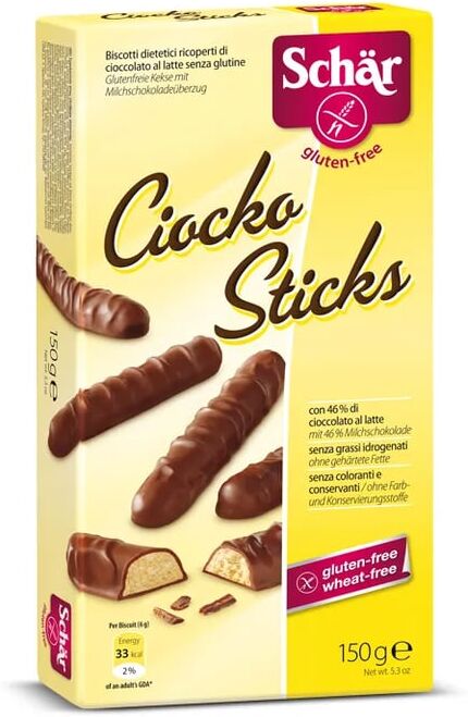 Schar CIOCKO STICKS BISCOITOS SEM GLÚTEN 150g Chocolate com Leite